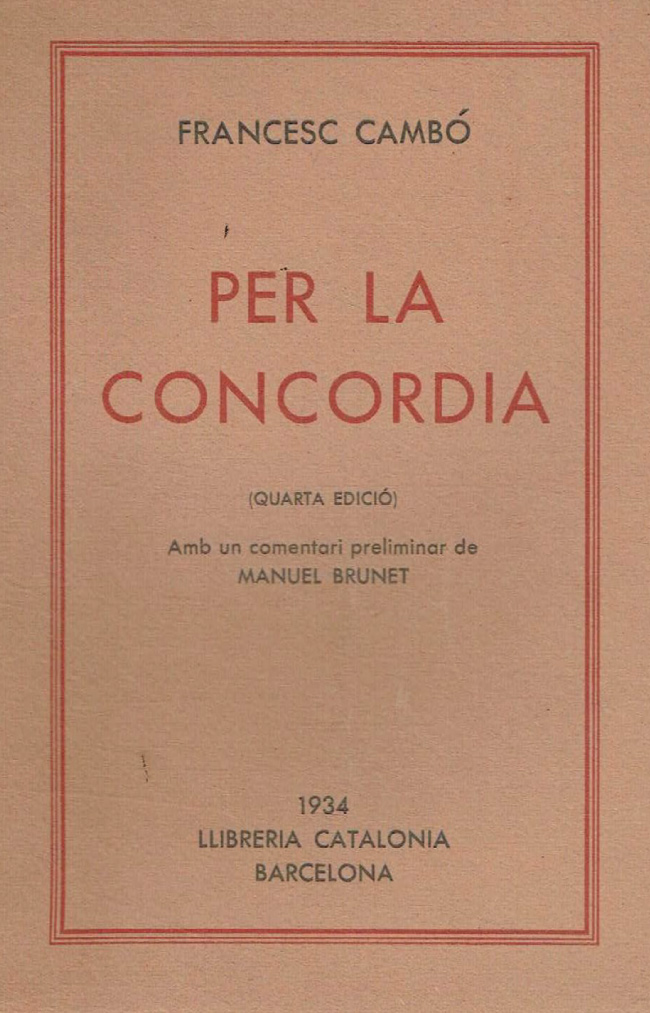 Portada Per la concordioa Cambo